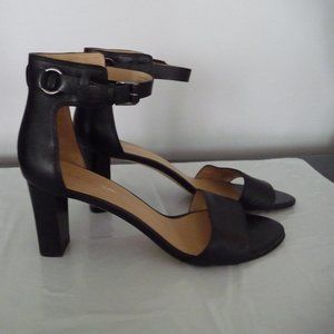 VIA SPIGA black genuine leather ankle strap block heel sandals size 10